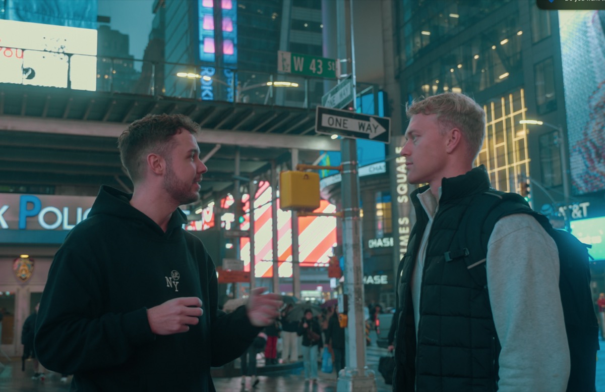Owen Nurminen in Times Square, New York